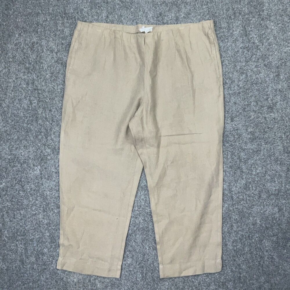Pure Jill Pants Womens Size M Beige Brown Linen slim Crops